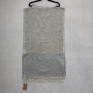 Tribe Alive Scarf Womens One Size Blue Striped Upcycled Denim Fringe Rectangle